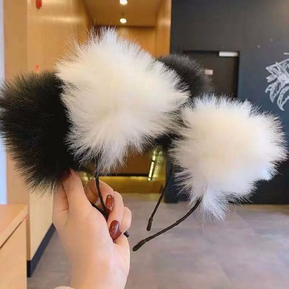 Cài tóc nữ SKJK tai mèo phối lông chống trượt gắn chuông phong cách lolita Hàn Quốc