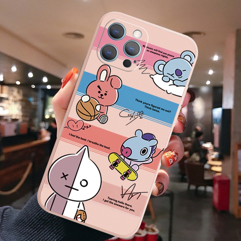 Ốp Điện Thoại Cạnh Vuông In Hình BTS Thời Trang Cho iPhone 13 Pro Max 12 11 XR XS 7 8 Plus SE 2020