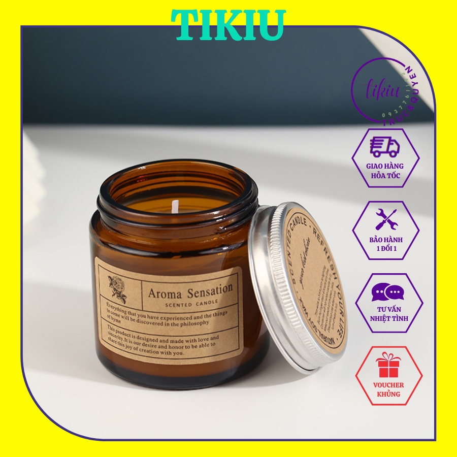 Nến Thơm Phòng Tinh Dầu Thiên Nhiên Cao Cấp AROMA  Không Khói TIKIU Tạo Hương Thơm Trang Trí Decor