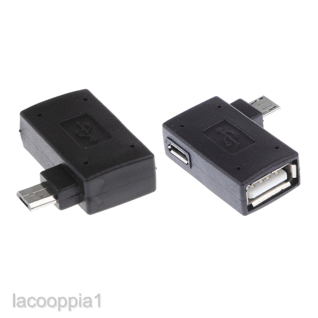 2 đầu chuyển đổi Micro USB 2.0 OTG góc 90 độ với công tắc F