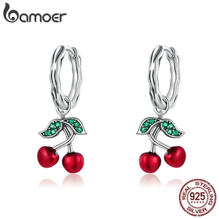 Bamoer Bông Tai bạc 925 Hình Trái cherry Ngọt Ngào Thời Trang 2020 Binco bijoux sce905