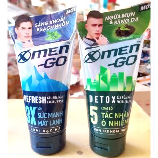 Gel rửa mặt XMEN GO DETOX và REFRESH 100G