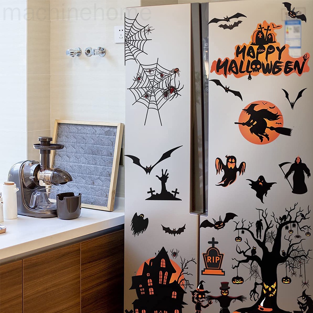 Set 8 tấm decal dán cửa kính trang trí tiệc Halloween tháo được