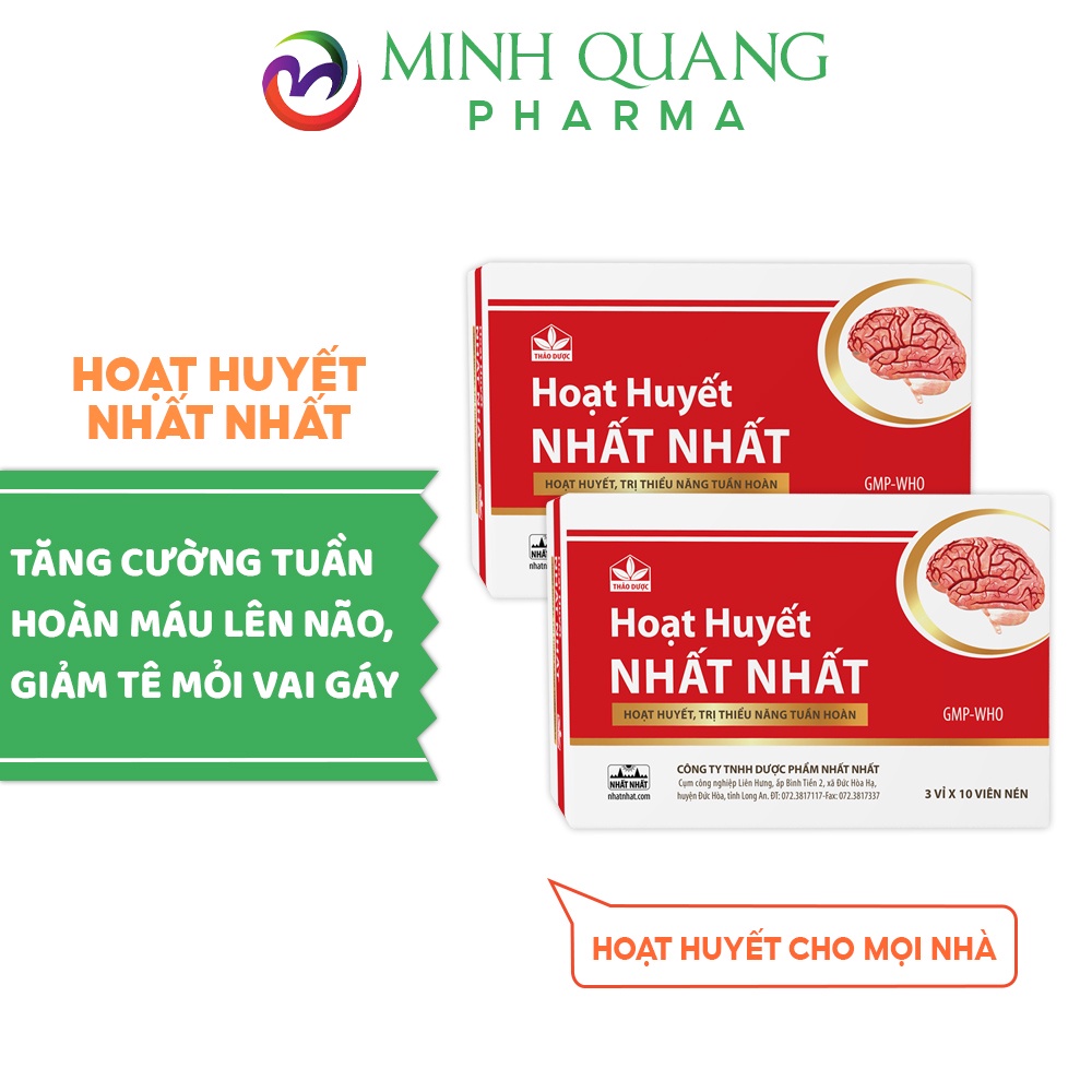 Viên uống HOẠT HUYẾT NHẤT NHẤT tăng cường tuần hoàn máu não, giảm tê mỏi vai gáy, mất ngủ hộp 30 viên