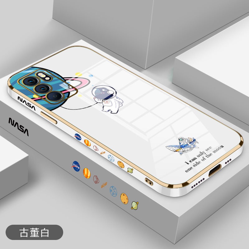 Ốp Điện Thoại Mềm Mạ Điện Họa Tiết Cá Mập/Phi Hành Gia Cho oppo RENO 6 6PRO RENO 6Z RENO7 RENO 7PRO
