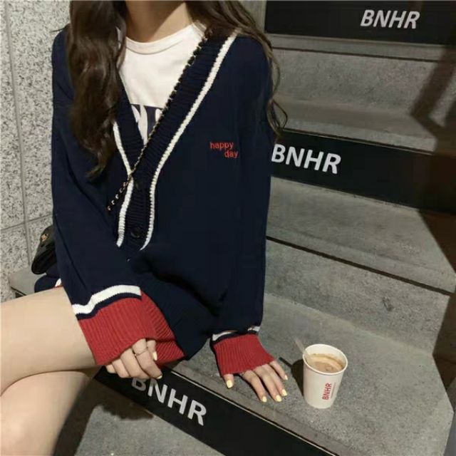 (bán rời) set áo khoác len cardigan và chân váy len ulzzang order