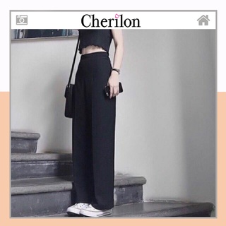 Quần ống rộng xuông sườn cạp cao cherilon