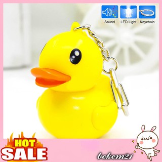 Móc Khoá Hình Chú Vịt Màu Vàng Có Đèn Led phát sáng có nhạc-Móc khóa hình chú vịt vàng có đèn LED dễ thương