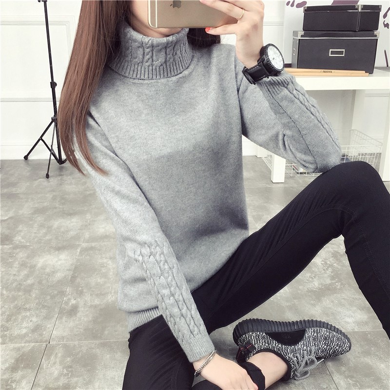 Áo len nữ cổ cao len dày dặn, mềm mịn phong cách Hàn Quốc