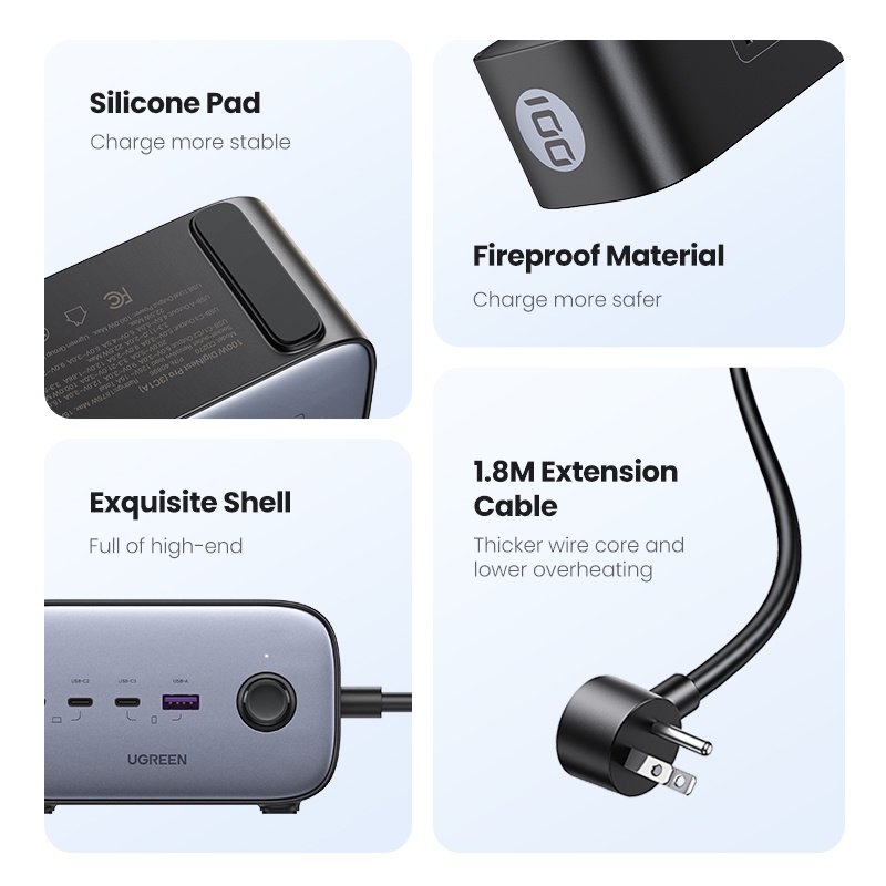 Củ sạc UGREEN 100W USB C 7 trong 1 thích hợp cho Macbook Pro/ Air M1/ iPhone 13/ 13 Pro Max/ iPad Pro/ Galaxy S22/ S21