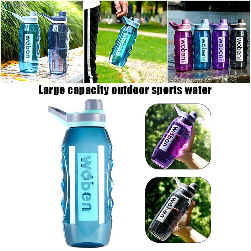 Large Capacity Sports Water Bottle 34/50oz Wide Mouth Portable Big Bottle Leakproof Travel Mugs With Scale Strap