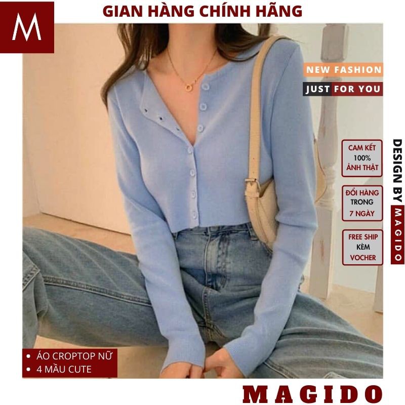 (QUÀ TẶNG LÀ DÂY BUỘC TÓC NHA ) áo thun nữ croptop khuy cài💚 áo croptop nữ dài tay ,cực xinh MAGIDO (ẢNH THẠT+FREESHIP) | BigBuy360 - bigbuy360.vn