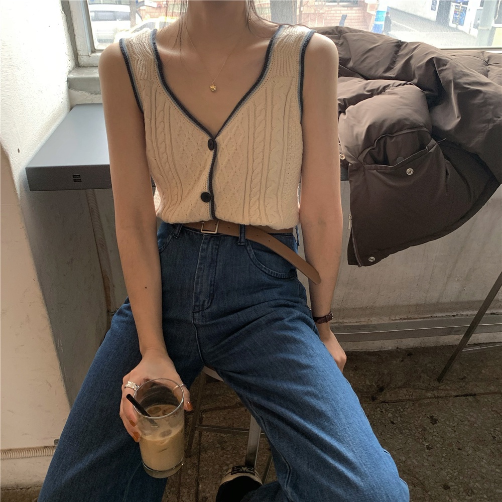 Xiaozhainv Áo Tank Top Dệt Kim Cổ Chữ V Thời Trang Mùa Hè Hàn Quốc Cho Nữ | BigBuy360 - bigbuy360.vn
