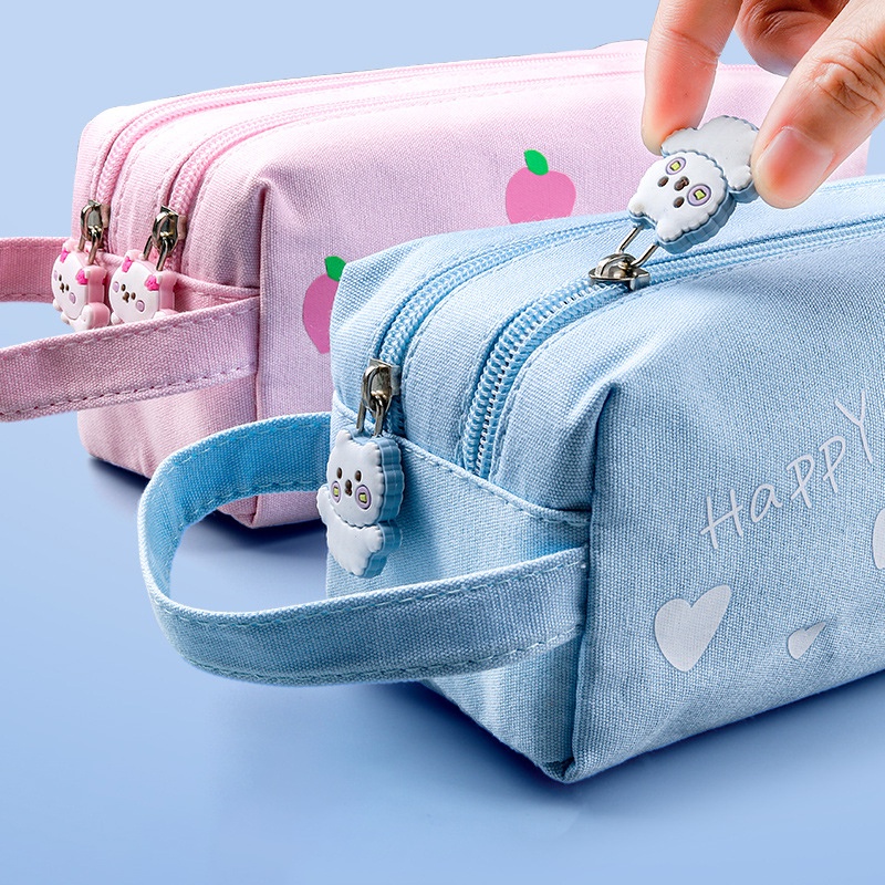 Hộp Bút Vải 2 Ngăn Hình Chó Mèo Đáng Yêu Vải Đẹp, Túi Đựng Bút Đa Năng Tiện Lợi Bóp Viết DUHU HBV74