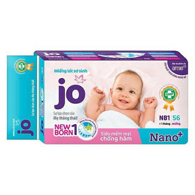 Miếng Lót Sơ Sinh Bỉm Jo Newborn1 56m Và Newbor2 40 Miếng