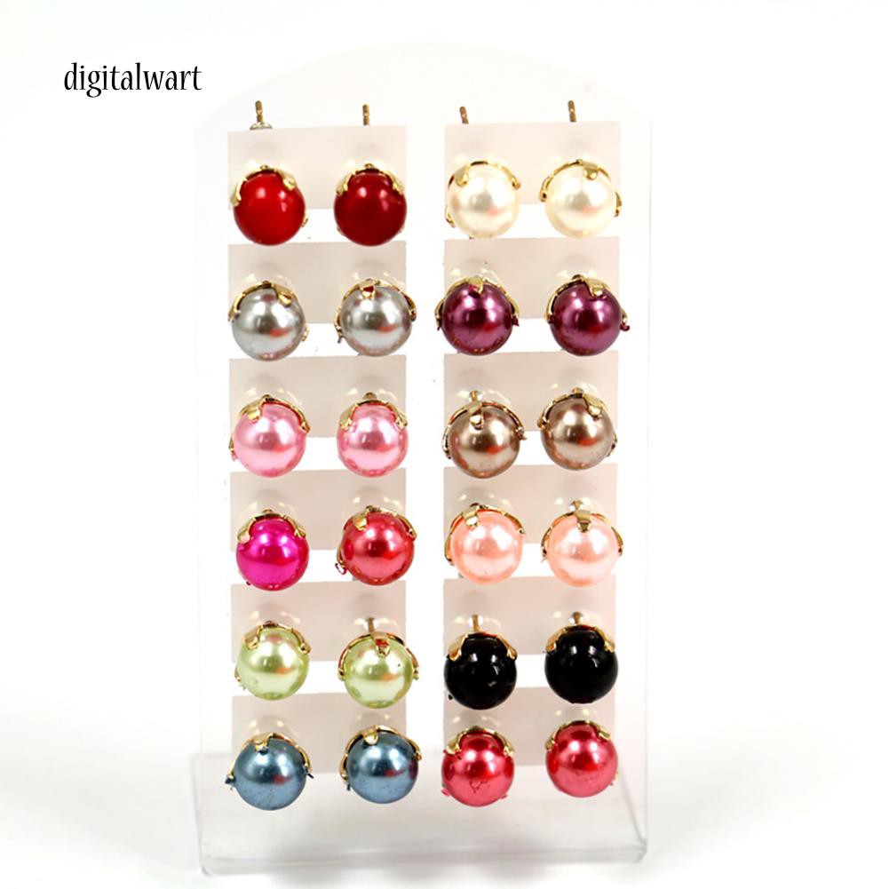 Set 12 đôi bông tai ngọc trai kiểu dáng thời trang cho nữ