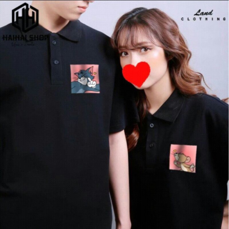 Áo thun polo có cổ nam nữ in hình tom và jerry chính hãng Ken T-Shirt cao cấp, áo thun hình chuột và mèo