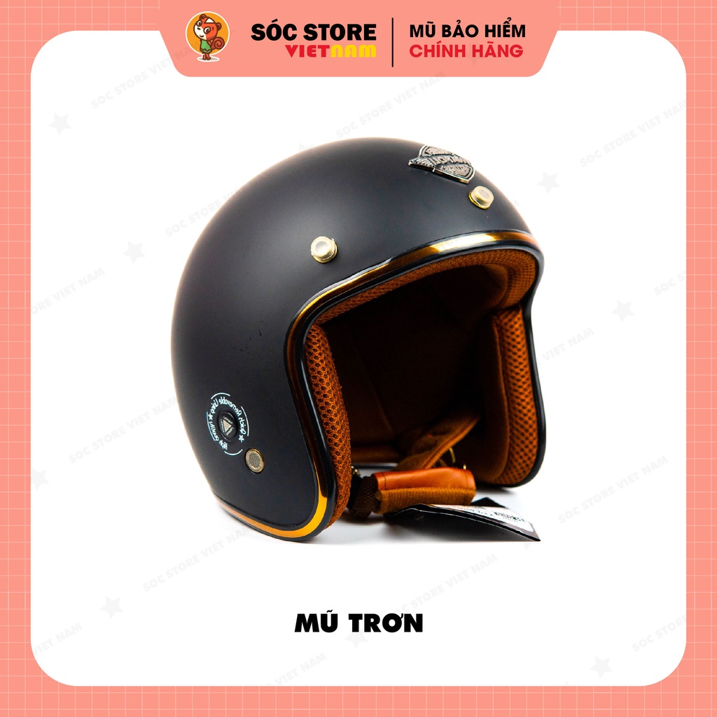 Mũ bảo hiểm 3 phần 4 NAPOLI chính hãng màu ĐEN, nón bảo hiểm 3 phần 4 nam nữ Sóc Store freesize