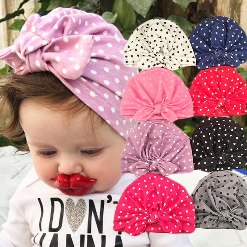 Mũ turban chấm bi thắt nơ phong cách Ấn Độ dễ thương làm phụ kiện chụp ảnh cho bé