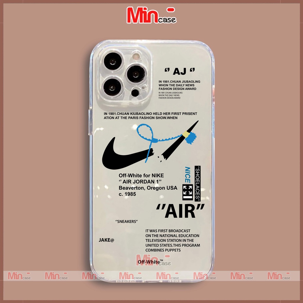 Ốp lưng iPhone Nike chống sốc viền vuông silicon trong suốt bvc cho iphone 6/6s/7/8/X/XS/XR/11/12/13 Pro Plus Max