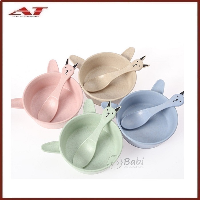 Bát ăn dặm kèm muỗng hình thú cho bé - AT