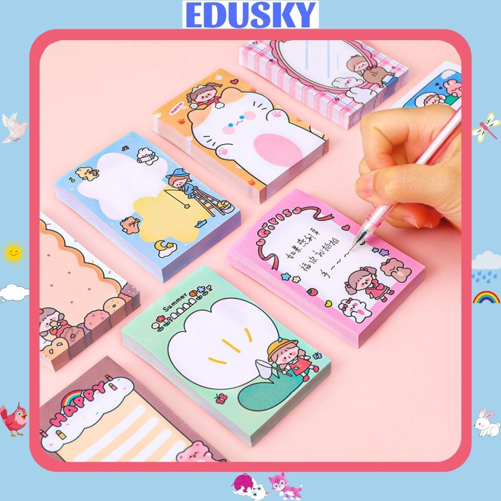 Giấy Note Ghi Chú Cute EDUSKY Tập 80 Tờ Mang Họa Tiết Cô Gái Hoạt Hình Dễ Thương Kích Thước 9 x 6cm