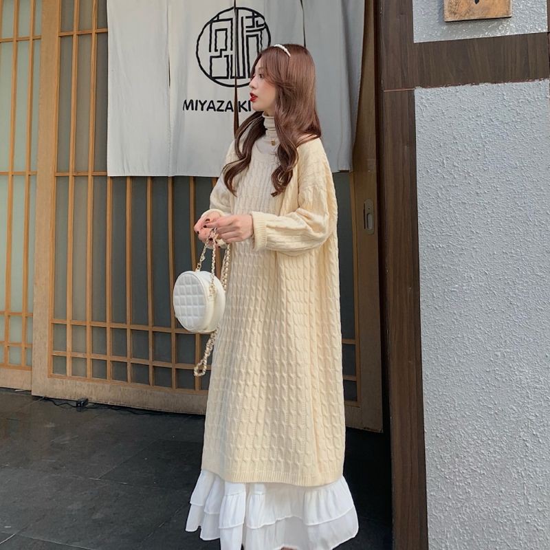 (order) đầm len phối chân váy xòe