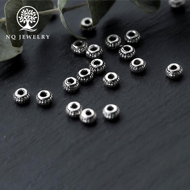 Combo 5 charm bạc chặn hạt họa tiết bánh xe 3*4mm - NQ Jewelry