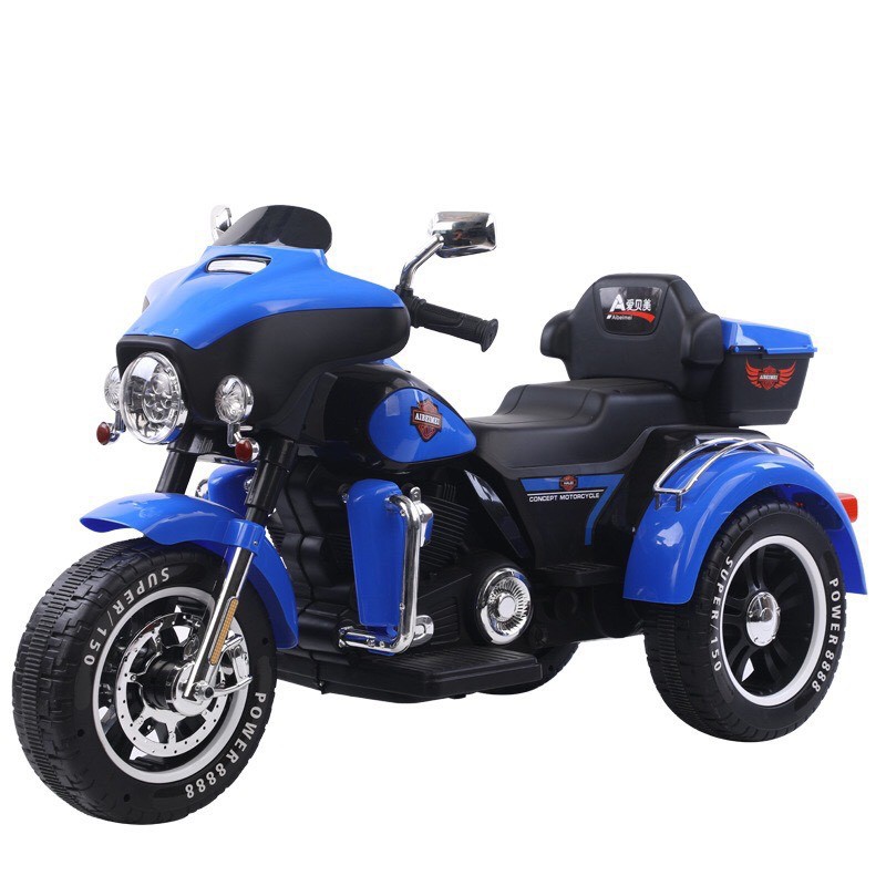 Xe máy điện POLICE moto 3 bánh ABM 5288 2 động cơ 12V dáng thể thao  (Đỏ-Trắng-Xanh-Đen)