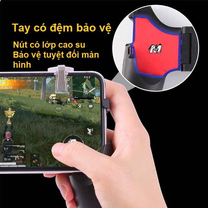 Tay cầm chơi game 5in 1,Tặng kèm găng tay chơi game chống mồ hôi, Phụ kiện chơi game Pubg, FF, liên quân mobile