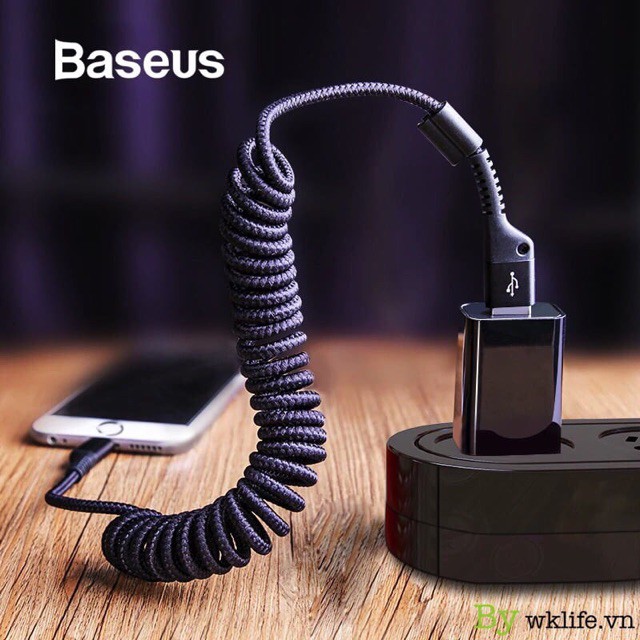 Cáp sạc nhanh ip xoắn lò xo Baseus chính hãng