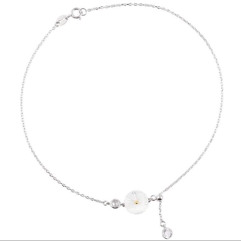 Lắc chân bạc 925 Cúc hoạ mi thanh lịch duyên dáng dễ thương trẻ trung nổi bật Dế Bạc - LC4341