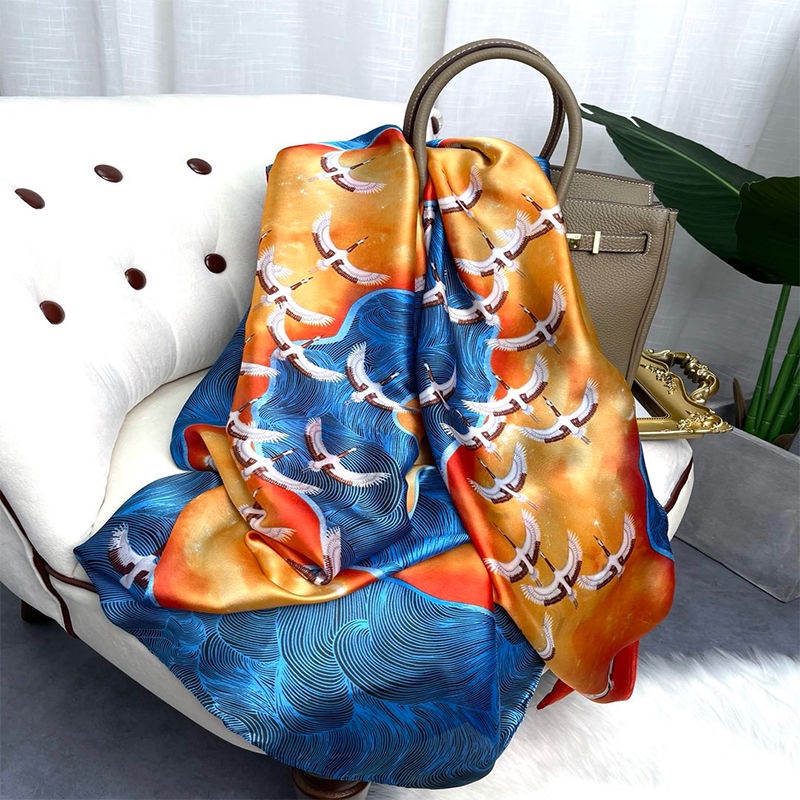 Khăn Choàng Lụa Satin Cao Cấp Chống Nắng In Họa Tiết Thời Trang Cho Nữ