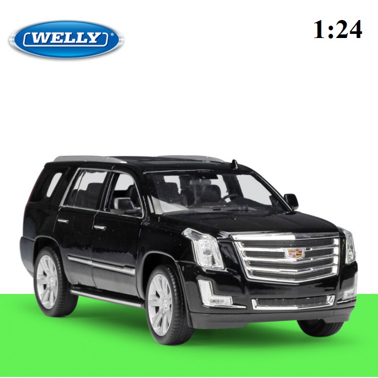 Mô hình xe ô tô Cadillac Escalade 1:24 Welly bằng kim loại mở được 2 cửa xe và nắp máy quà tặng đồ chơi trẻ em