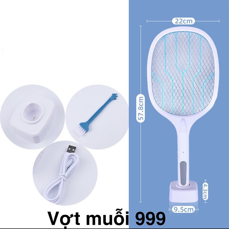 Vợt Muỗi Kiêm Đèn Bắt Muỗi Đa Năng Tích Điện 2 Trong 1- Bh 12T