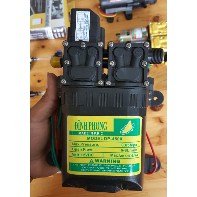 Máy BƠM ÁP LỰC 12V bơm mini ĐÔI 12V5A 6-8l/p tặng kèm đầu chuyển phi 8