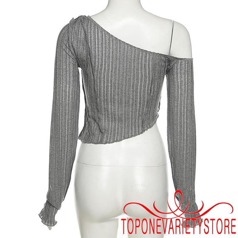 Áo croptop tay dài màu trơn thiết kế độc đáo thời trang quyến rũ cho nữ