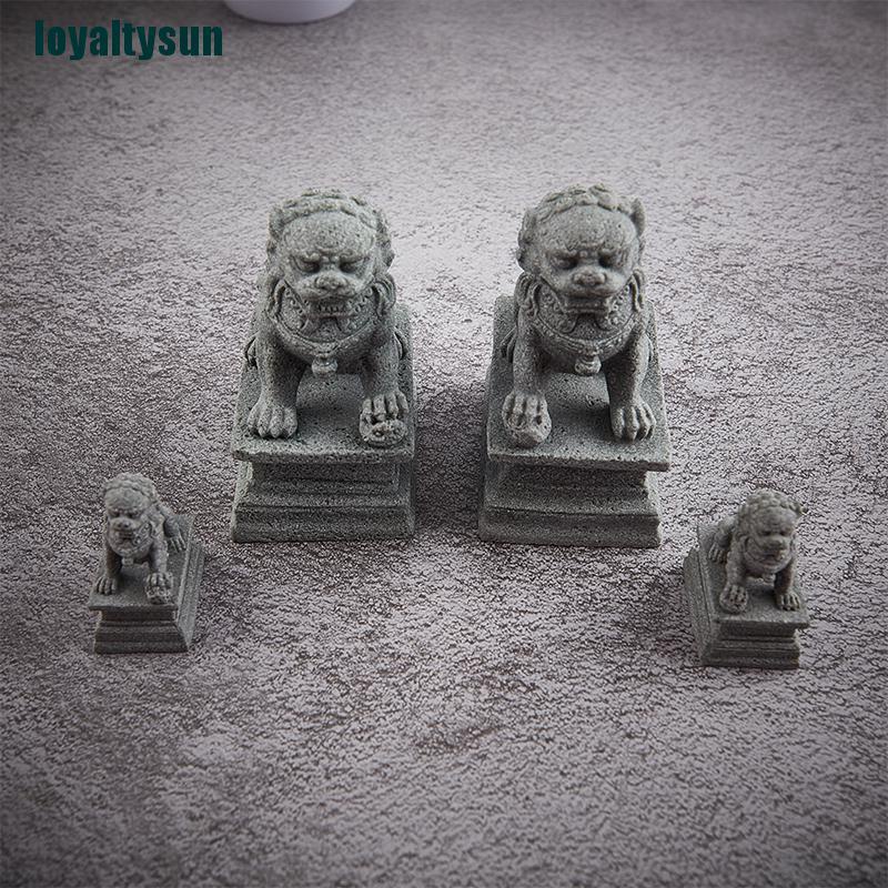 Bộ 2 Tượng Sư Tử mini Bằng Đá Dùng Trang Trí Phong Thủy