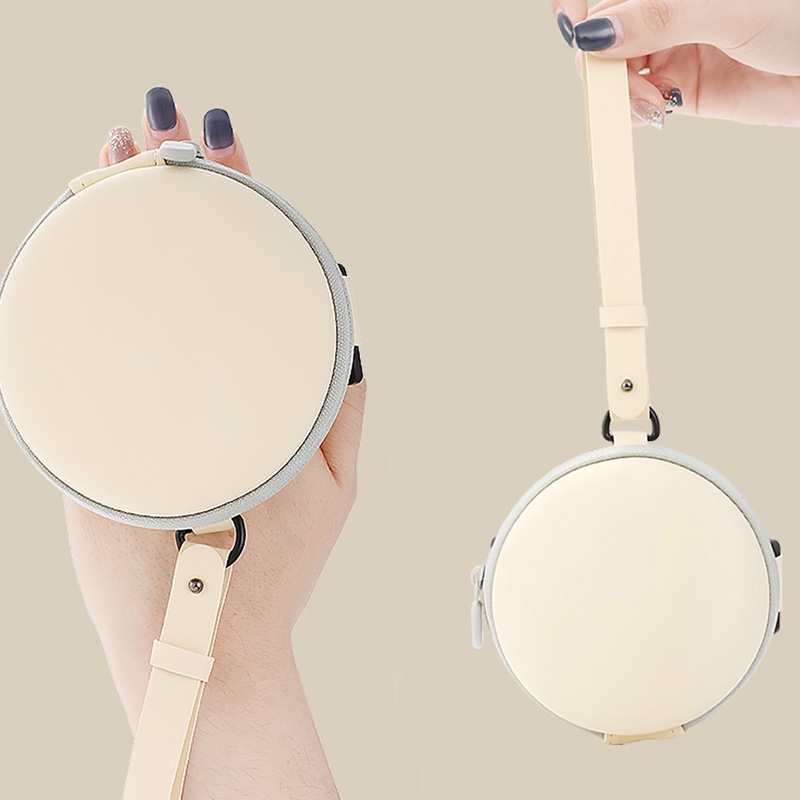 Túi Đựng Mắt Kính Hình Tròn Có Khóa Kéo Màu Trắng Tiện Dụng Mang Theo Du Lịch