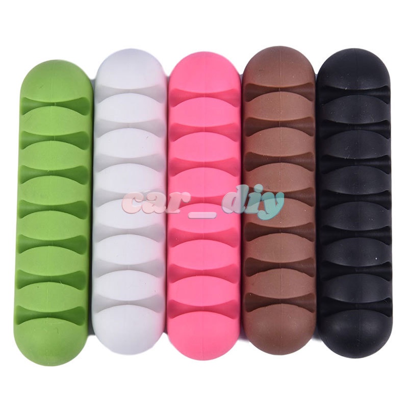 Kẹp Cố Định Dây Cáp Sạc USB Bằng Silicone Tự Dính Tiện Lợi Dành Cho Xe Hơi / Nhà Cửa