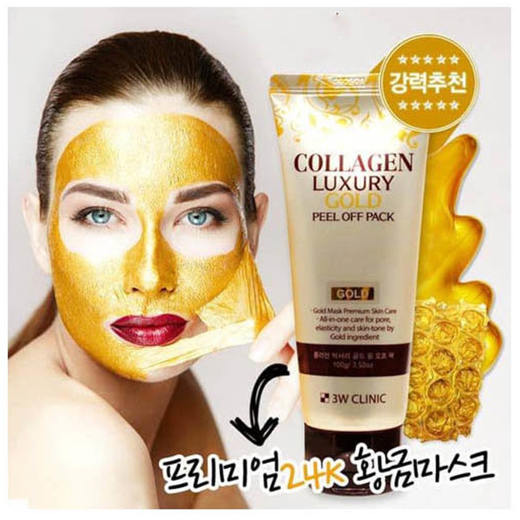 Mặt Nạ Lột Collagen Và Tinh Chất Vàng 24K 3W CLinic Collagen &amp; Luxury Gold Peel Off Pack 100g