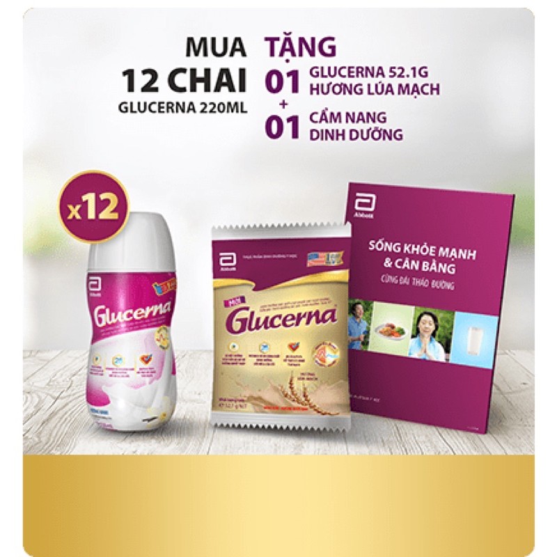 Thùng 24 chai Sữa cho người tiểu đường Glucerna 220ml (Tặng 2 gói + Cẩm nang)