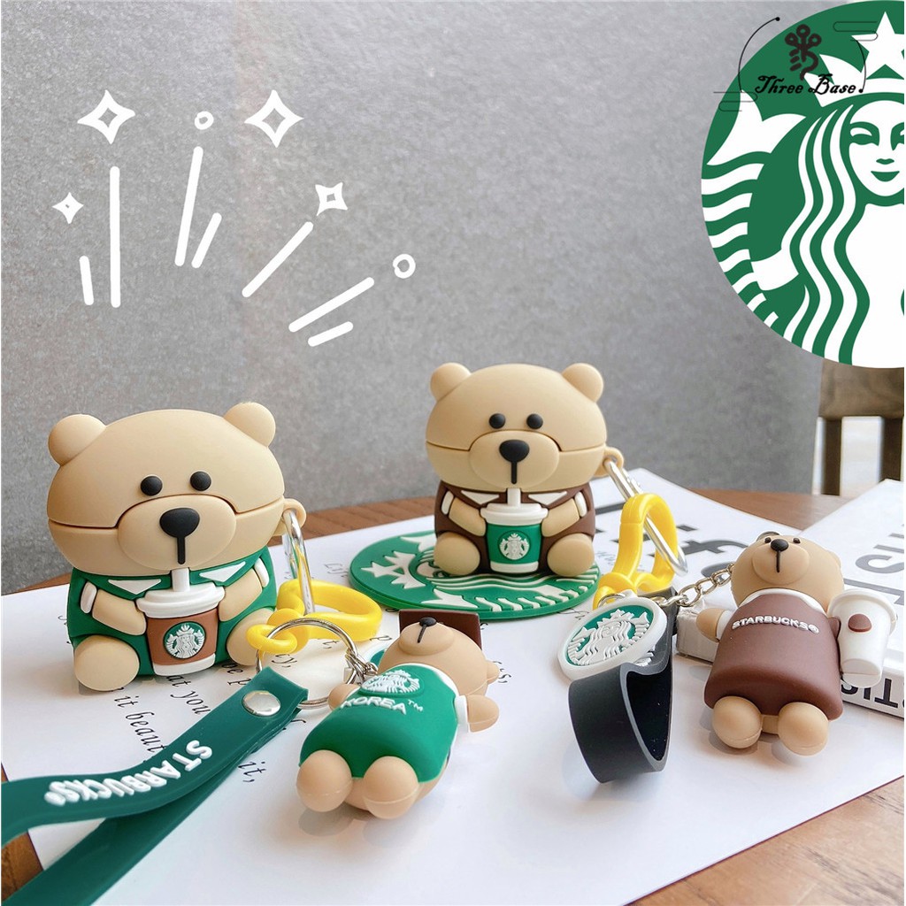 Vỏ Bảo Vệ Hộp Sạc Tai Nghe / Móc Khóa Hình Gấu Đáng Yêu Cho Airpods