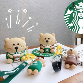 Vỏ Bảo Vệ Hộp Sạc Tai Nghe / Móc Khóa Hình Gấu Đáng Yêu Cho Airpods