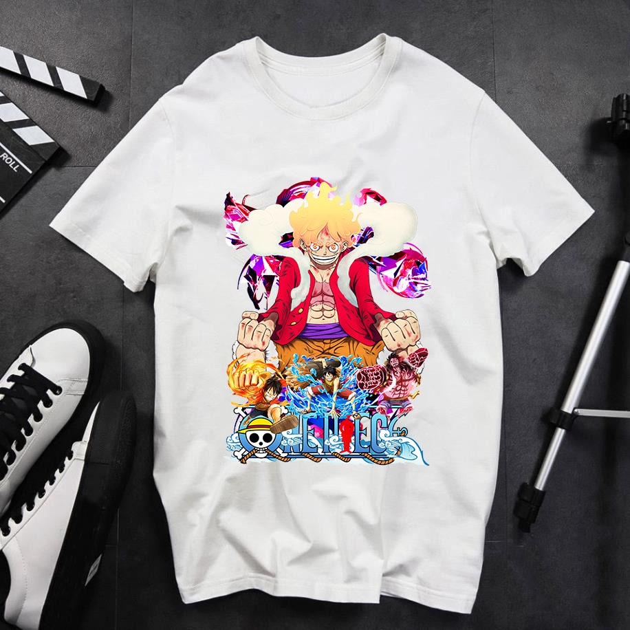 BST Áo thun unisex nam nữ các thành viên OnePiece Đảo Hải Tặc tại WANO  Luffy Gear 5 đẹp vải dày mịn