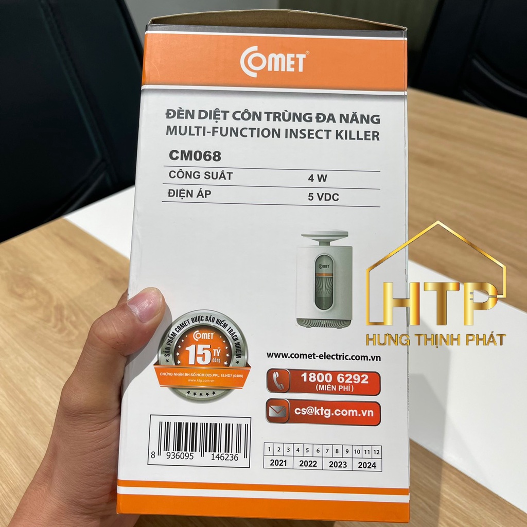 Đèn diệt muỗi Comet CM068 (Có Quạt Hút, Lưới Điện Diệt Muỗi) 4W - HÀNG CHÍNH HÃNG COMET