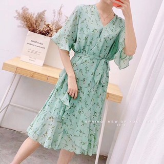Đầm hoa nhí vạt bèo 💕 (Hồng da, xanh mint, trắng kem)