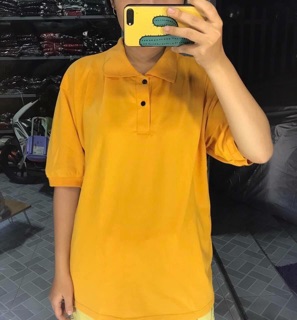 Áo polo trơn màu vàng. Basic polo. Áo unisex
