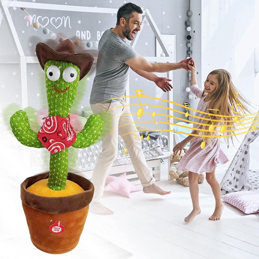 DAPHNE 120 Songs Cactus Shaking Toy Singing For Kids Funny Early Childhood Education Plush Shaking Repeat What You Say Luminous Electronic Battery Operated