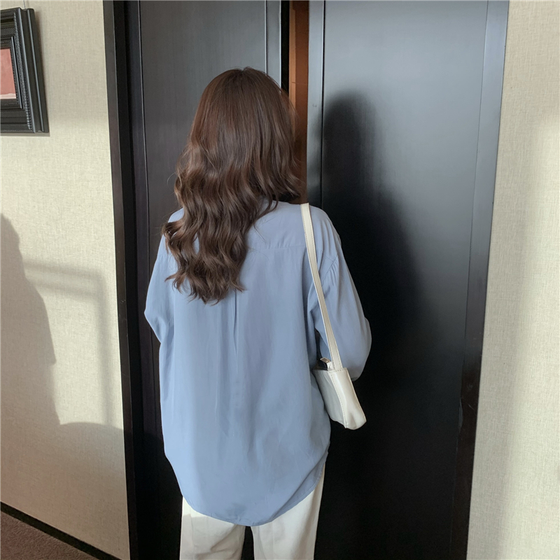 Áo Sơ Mi Dài Tay 171210Áo Sơ Mi Nữ Tay Dài Cổ Chữ V Màu Sắc Thanh Lịch